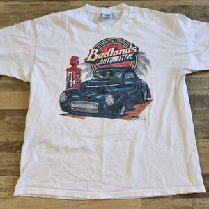 Vintage 90s BADLANDS AUTOMOTIVE Hot Rod Car Parts Service Sales t-shirt Sz XL